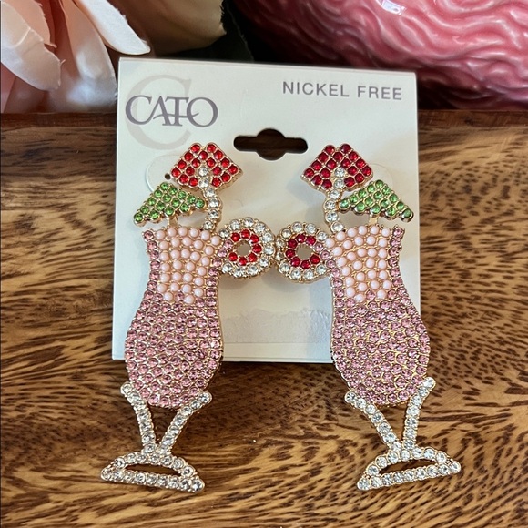 🆕 Cato Pink and Red Cocktail Earrings - Picture 2 of 4